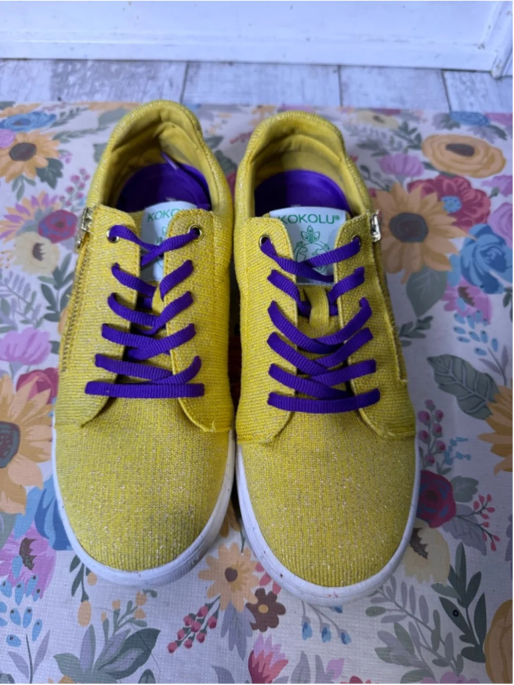 KOKOLU Golden Yellow & Purple Sneakers Size 8